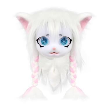 Imagem de hbbhml Animal Cat Head Mask Fursuit Cute Plush Anime Masks for Halloween Masquerade Cosplay Costume Accessory