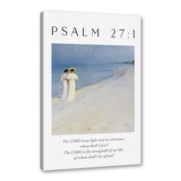 Imagem de Scripture Psalm Collection Monet Van Gogh Famosa pintura em aquarela impressa versículo bíblico pôster em tela decoração de parede de casa cristã (SKU18,30.5x45.7 cm = (30x45 cm), emoldurado (tela