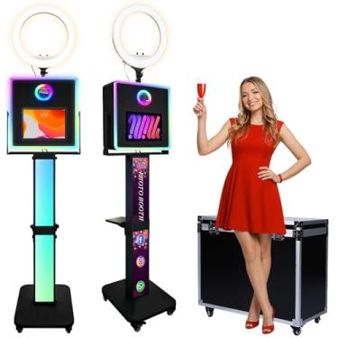 Imagem de ROOMEDAL Cabine fotográfica para iPad de 10,2 polegadas, 27,7 cm, 11 polegadas, 32,8 cm e câmera, estação de selfie 2 em 1, suporte para câmera, luz de preenchimento RGB de controle de aplicativo