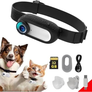 Imagem de ehomful Coleira para câmera HD 1080p para gatos com gravação de vídeo, mini câmera esportiva sem fio, câmeras de ação pequenas, câmera corporal para suprimentos para animais de estimação, presente de