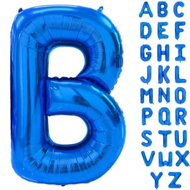 Imagem de Balão de letras azuis de 101 cm, letras grandes, balões de hélio, alfabeto, azul, festa de aniversário, chá de bebê, decoração de cerimônia de formatura (letra B)
