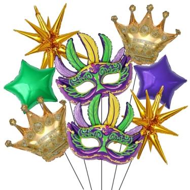 Imagem de Enanal Mardi Gras Balloon Garland Arch Kit, 169pcs Dark Purple Green and Gold Balloons with Large Mask Foil Balloon for Mardi Gras Party Supplies New Orleans Masquerade Party Decoration