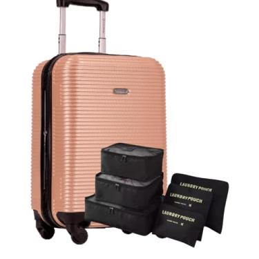 Imagem de Mala Bordo 10kg + Kit Organizador Necessaire 6 pçs (ABS, 4 All Dourado)