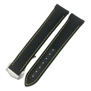Imagem de BUDAY 20 mm 21 mm Fivela de implantação Pulseira de Tecido de Nylon de Alta Densidade para Omega AQUA TERRA 150 Seamaster 007 Moonwatch 19mm Pulseira Azul (Cor: Preto amarelo, Tamanho: 21mm)