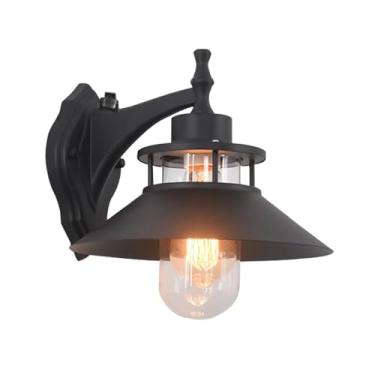 Imagem de Luminárias externas pretas vintage lâmpada de parede externa ferro metal IP55 à prova d'água luzes de parede externas para porta de casa garagem pátio varanda entrada