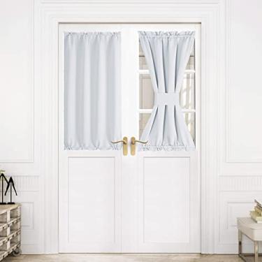 Imagem de Cortina de janela de porta de sala de aula, cortinas curtas para escurecimento de sala de cozinha, persiana francesa com isolamento térmico para loft/escritório, 76 cm de largura x 101 cm de