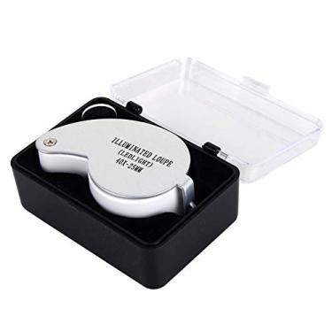 Imagem de Lupa de vidro joalheiro lupa 40X lentes de aumento de leitura com lâmpada LED leve design dobrável portátil para leitura de livros jornais menus cor tira lente óptica acrílica