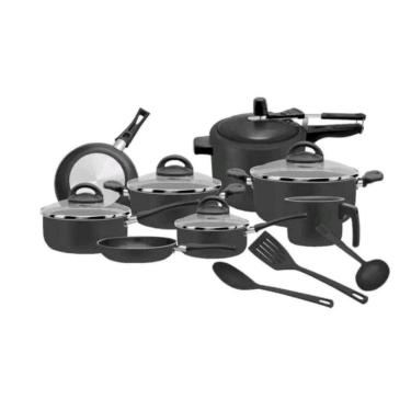 Imagem de Conjunto De Panelas 11 Peças Preto Com Panela De Pressão