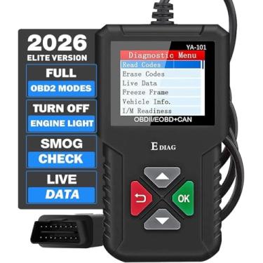 Imagem de EDIAG Leitor de código de carro OBD2 Scanner YA-101 para verificação de luz do motor, sensor de O2 e teste de EVAP, monitor de bordo, modo de teste 6, verificação de fumaça, ferramenta de digitalização de diagnóstico OBD2 para veículos de protocolo OBD2 desde 1996
