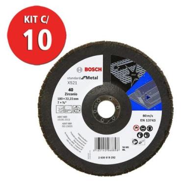 Imagem de Kit c/ 10 disco flap std for metal fa gr40 180mm bosch