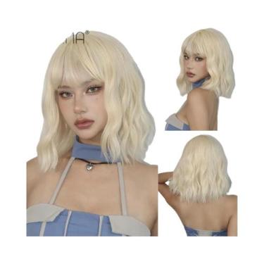 Imagem de Peruca Sintética Curta Ondulada Roxo Claro Com Franja Para Mulheres, R