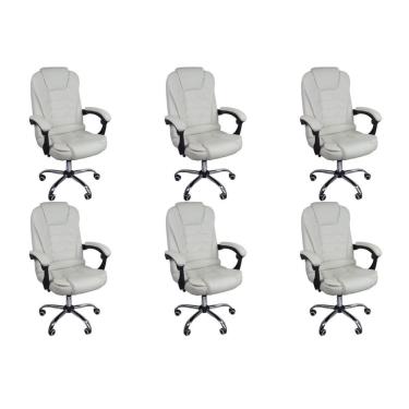 Imagem de Kit 6 Cadeiras Escritório Presidente Reclinável Ergonômica