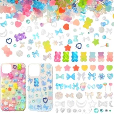 Imagem de Kit de 400 peças de contas de capa de telefone com pérolas doces, pérolas de estrela de flor, contas de lixo, contas de resina, geleca, miçangas fofas de urso de goma para acessórios de decoração