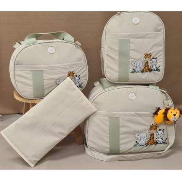 Imagem de kit bolsa maternidade safari com mochila e trocador - mk baby, Bege, V