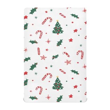 Imagem de Wassud Lençol de berço com estampa natalina respirável para meninos e meninas, lençol com elástico, neutro, 68 x 99 cm