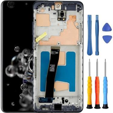 Imagem de Foufinin Substituição de tela para Samsung Galaxy S20 Ultra para Samsung S20 Ultra com moldura G988U G988U1 G988W para Samsung S20 Ultra LCD Display Touch Digitalizador Montagem com Too