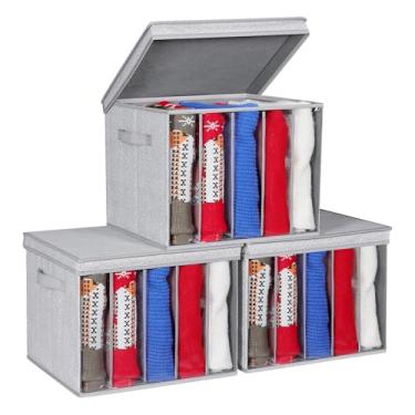 Imagem de Zilink Organizador de roupas atualizado para prateleira de armário com tampas e placas de suporte, organizador de roupas para armário com 5 grades divisórias organizadores de suéter para suéteres