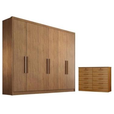Imagem de Guarda Roupa Casal Linea e Gaveteiro Milão com Chave Cumaru 23 - Novo 