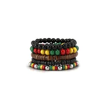 Imagem de Long tiantian Pulseiras Mês da História Negra Joias Africanas Jamaicanas para Mulheres Homens Mês História Negra Lembranças de Festa Presentes para Adultos, Miçangas, Sem Pedra Preciosa