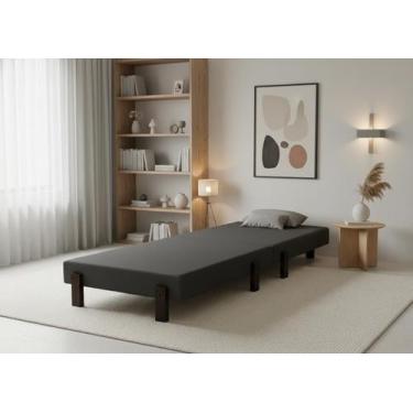 Imagem de Cama Dobrável Portátil Solteiro Colchão Embutido Pés Externo em Madeir
