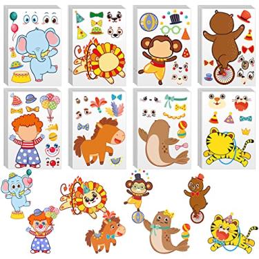 Imagem de 48 folhas de adesivos de circo para fazer um circo adesivos de circo para festa de circo faça você mesmo adesivos artesanais kits de adesivos de circo para crianças presente projeto de artesanato faça você mesmo