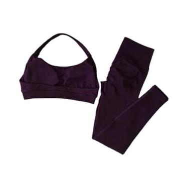Imagem de Conjunto De Yoga Feminino De Cintura Alta Com Sutiãs De Fitness Para C