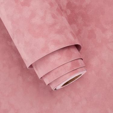 Imagem de Stickyart Papel de parede de veludo rosa perfurado, autoadesivo, luxuoso, papel de parede de feltro para paredes, tecido de veludo removível, papel de parede rosa, moderno, para armários, gavetas