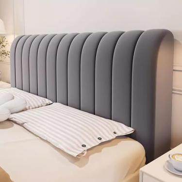 Imagem de Capa de cabeceira espessa, capa de cabeceira de cama 360° em toda a volta, material de algodão PP espesso acolchoado para cama queen cal, tamanho king, capa protetora à prova de poeira - cinza escuro|