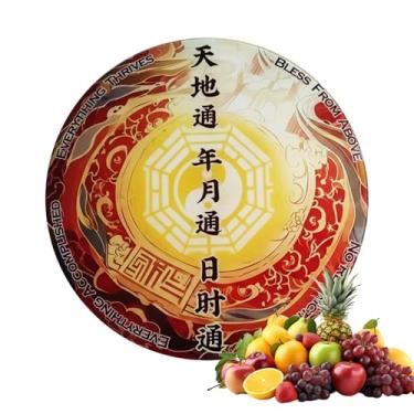 Imagem de DHARANA Tábua de corte de vidro temperado para cozinha, fácil de limpar, resistente e durável, presente de bênção para os pais, redondo de 30 cm