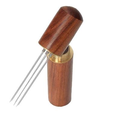 Imagem de Aoresac Distribuidor de Ferramentas para Agitador de café, Agitador café Aço Inoxidável Com Cabo e Suporte Madeira, Extração Uniforme, Ferramenta Barista Profissional,
