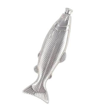 Imagem de Garrafa de quadril irregular de aço inoxidável de 142 g, bandeira de uísque em forma de peixe, frascos de licor portáteis para uso externo