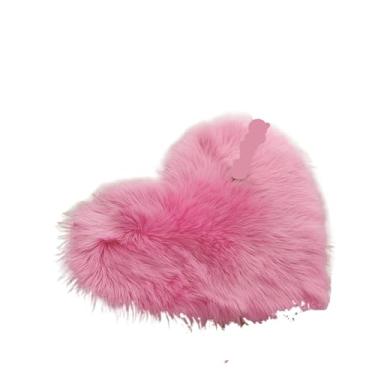 Imagem de 1 tapete de pelúcia em forma de coração para sala de estar, quarto, decoração de casa, dia dos namorados, 50 cm x 60 cm (rosa vermelha)