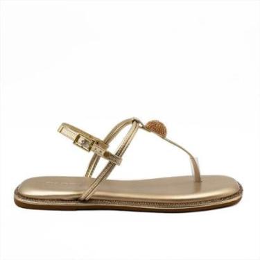 Imagem de Sandália Rasteira Zatta Flat Brilho Consuelo Dourada Dourado 37-Feminino