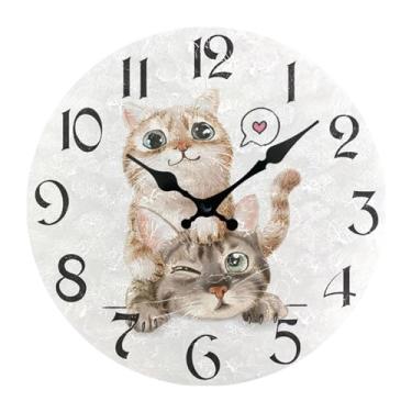 Imagem de Wswqop Relógio de Parede Engraçado com Gato, Relógio de Parede Silencioso, Presente de Boas-vindas, Relógio de Parede Moderno Decorativo para Pendurar, Estilo a, Tamanho real