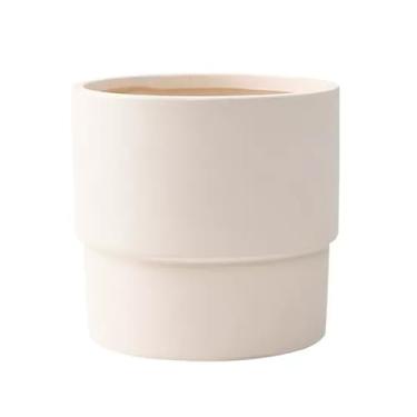 Imagem de Vaso de flores de cor sólida, simples, reto, fechado, redondo, vaso de cerâmica, plantas suculentas, plantas verdes, vasos de flores (branco, grande)