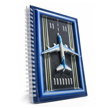 Imagem de omatek smart technologies Caderno espiral A5 com capa brilhante 3D – Caderno de capa dura fofo com 80 folhas – Caderno escolar para crianças, meninas e meninos – Tempo de decolagem