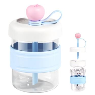 Imagem de Bandeja de gelo 2 em 1 e copo de viagem, máquina de gelo portátil com copos de vidro de 500 ml com tampas e canudos, copo reutilizável à prova de vazamento para café gelado, chá de frutas, vitaminas