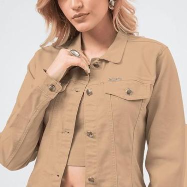 Imagem de Jaqueta Jeans Color Clássica Slim - Bloom, Caqui chique, 36