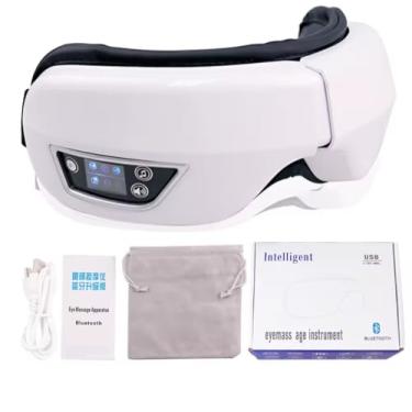 Imagem de Massageador de Olhos Inteligente 6D com Bluetooth, Compressa de Airbag, Vibração, Música, Máscara para Dormir, USB Recarregável, Branco