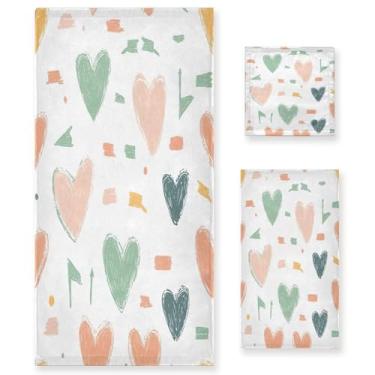 Imagem de xigua Conjunto de toalhas de banheiro corações e flechas absorvente macio 3 peças toalha de banho toalha de mão toalhas decorativas para banheiro, academia, hotel, praia, piscina