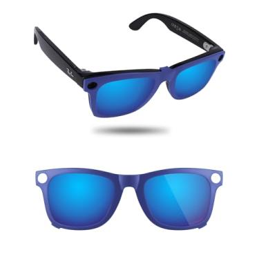 Imagem de Fiskr Óculos de sol polarizados Clip-On para Ray-Ban Meta Wayfarer RW4008 e Gen 2 RW4012 (53-22), clipe antirreflexo em óculos, Azul gelo, 53*22mm