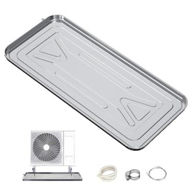 Imagem de Bandeja coletora portátil CA - Panela de drenagem condensada de aço inoxidável com kit de drenagem, acessório essencial para sistemas de resfriamento de ar condicionado de casa e escritório