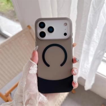 Imagem de SFDSUH Capa transparente fosca para iPhone 16 Pro Max com detalhes fluorescentes (Preta)