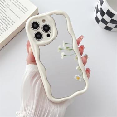 Imagem de Capa espelhada de maquiagem luxuosa com ondas onduladas para iPhone 16, 15, 14 Plus, 11, 12, 13 Pro Max, Mini X, XR, XS Max, 7, 8 Plus SE, capa espelhada transparente, branca, para iPhone 14 Pro