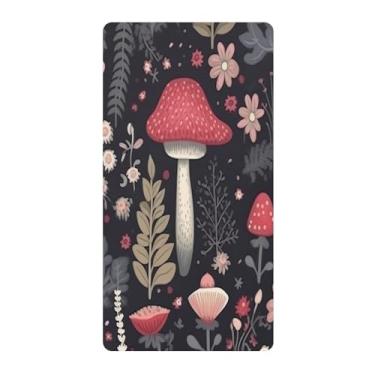 Imagem de Blueangle Lençol de berço padrão para berço infantil - Lençóis de algodão macio e respirável com cogumelos coloridos (405)