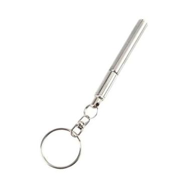 Imagem de Caneta Esferográfica Telescópica Mini Portátil De Aço Inoxidável Com C