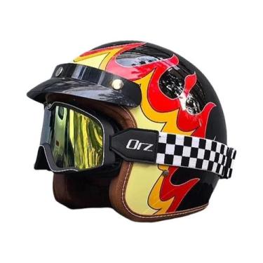 Imagem de Capacete De Motocicleta Vintage Certificado DOT 3/4 Jet Mask ORZ-058C,