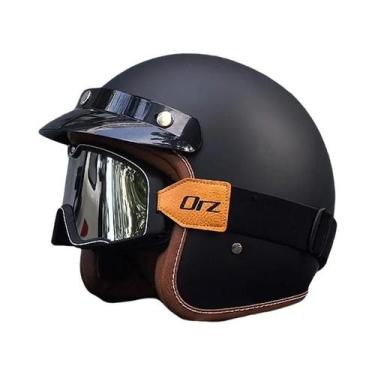 Imagem de Capacete De Motocicleta Vintage Certificado DOT 3/4 Jet Mask ORZ-058C,