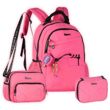 Imagem de Kit Mochila Costas Luluca Lancheira 2 em 1 E Estojo Box Teen, Rosa