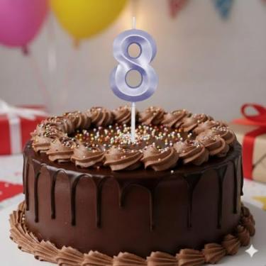 Imagem de Vela De Aniversário Mini Design Número Com 5Cm Silver Festas Lilás (Número 8)